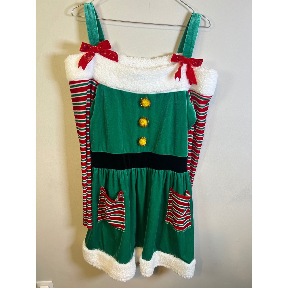 Born Famous Womens Elf Costume Dress Faux Shearling Green XXL